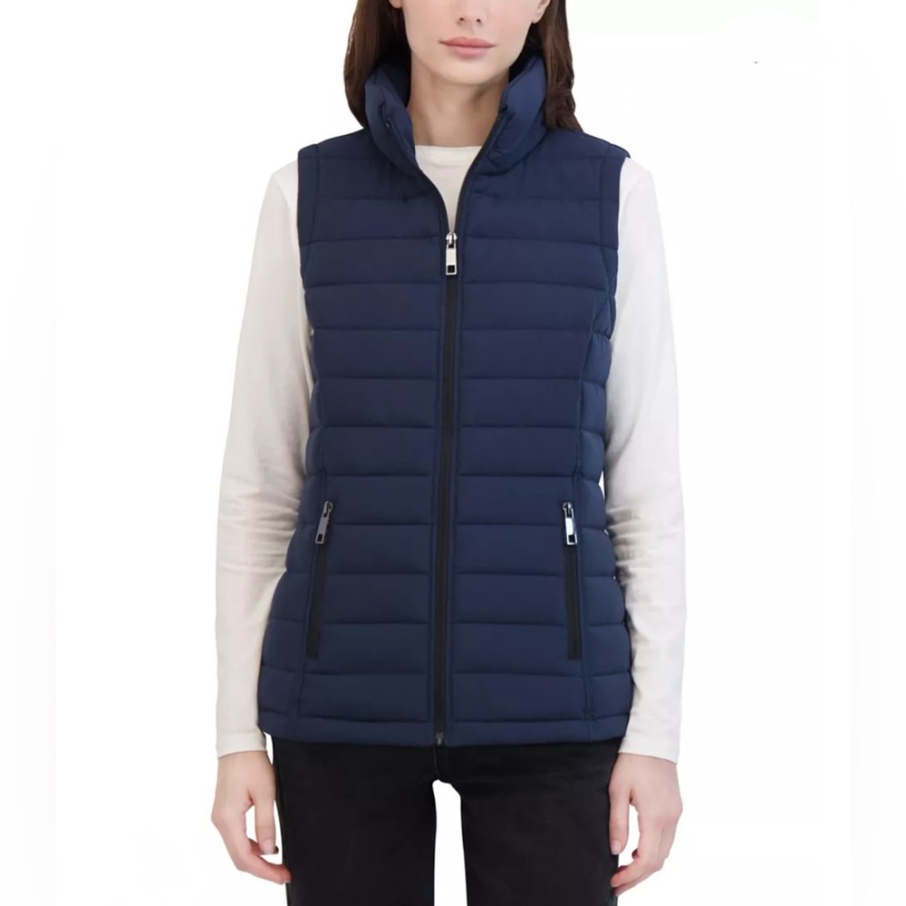 NWT Nautica Dark Blue Quilted Puffer Vest Water Resistant - Size XS